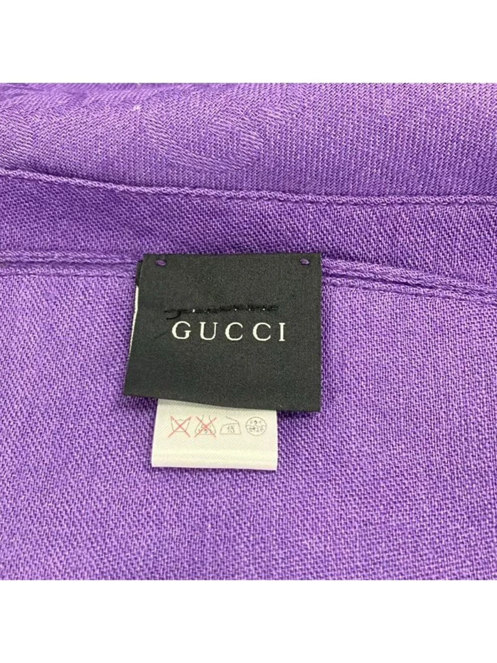 Gucci Shawl Purple GG Pattern Wool Silk Scarf
